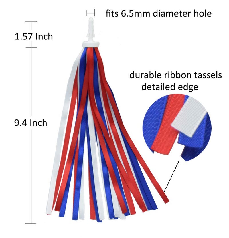 catin Patriotic Bike Streamers Red White Blue Bike Tassels Ribbon 4th of July Bike Decorations for Bicycle Scooter Tricycle Handlebar - Image 3